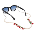 Maison D'Azure Pearl & Chili glasses chain with pearl and chili beads